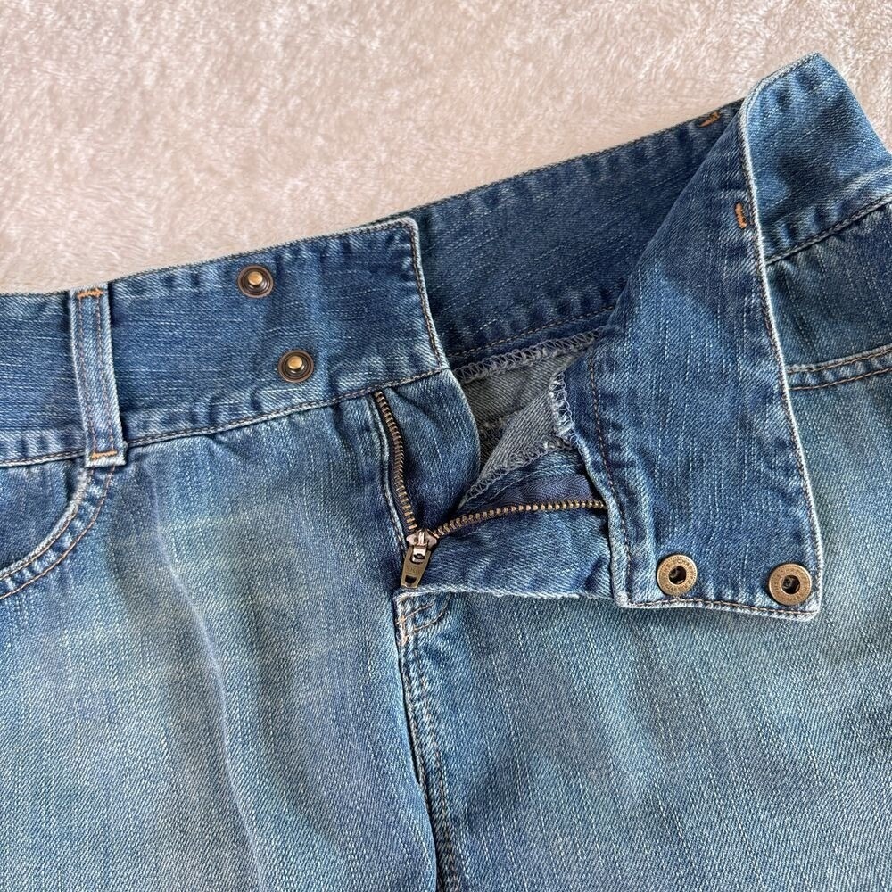 American Eagle‎ Skirt Womens 4 Blue Denim Mini Vtg Y2K Ultra Low Rise Raw Hem - Picture 11 of 14